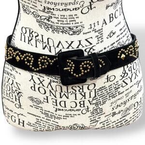 Vintage 90s Express Women’s Size M Black Genuine Suede Gold Studded Belt Western